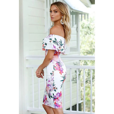 Vestido de cuerpo con un hombro con tubo de impresión de mujeres con un hombro Slim Fit