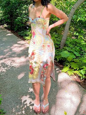 Estilo de rodilla largo vestido ajustado Outfit XL tamaño V Cuello vestido ajustado última moda