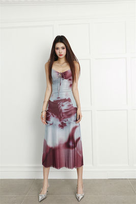 Especias Impresión Sexy Slip Dress Halter Slim Fit Sexy Dress Holiday Strapless Dress largo