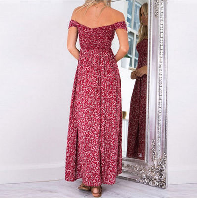 Pantalón de pecho vestido de dama elegante sexy impresión de un hombro vestido de división