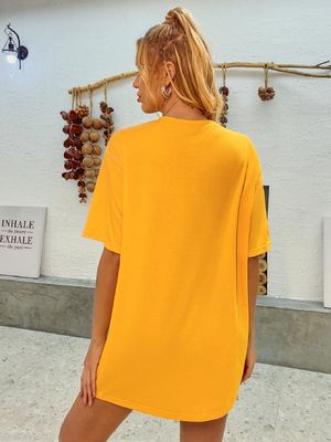 Camiseta con decal con estilo y confortable Camiseta de algodón suelta de mujer Camisetas de algodón sueltas Camisetas de algodón sueltas de algodón