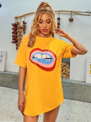 Camiseta con decal con estilo y confortable Camiseta de algodón suelta de mujer Camisetas de algodón sueltas Camisetas de algodón sueltas de algodón