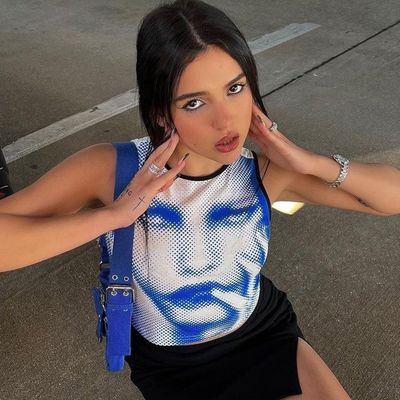 Fashion Street Photo Decal T-Shirt Impresión Slim Fit Cuello Alto Tanque de cultivo