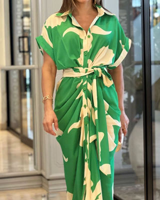 Manga corta Impresión floral vestido de moda de mujer vestido cómodo casual sexy ajustado delgado