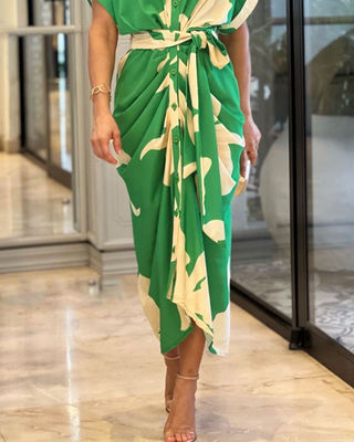 Manga corta Impresión floral vestido de moda de mujer vestido cómodo casual sexy ajustado delgado
