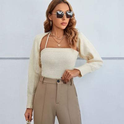 Sentido de diseño Trajes con cordones Moda Sexy Little Shawl Set de lana de dos piezas