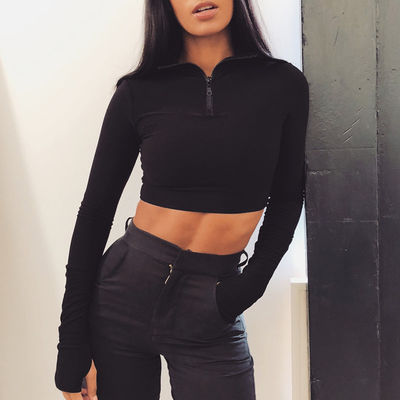 Moda Sexy Sports Outfits Manga larga Crop Sexy Equipo de entrenamiento Hoodie Shorts