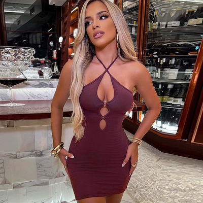 Sexy Soportador Cuello Abierto Reló vestido mochila nalgas Corte Soportador vestido