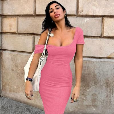 Primavera Verano Custom Nueva Moda Sexy Sillón de Manga Corta vestido