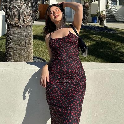 Nuevo impresión de moda de verano sexy correa delgado vestido correa