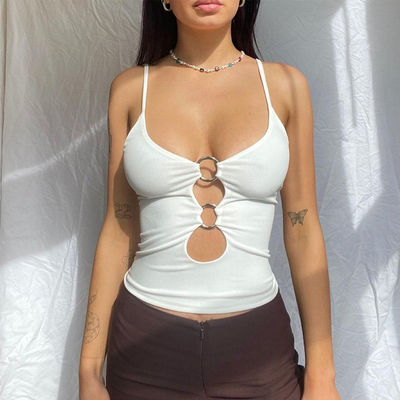 Vestido de camiseta de moda de verano con corte en el pecho y el abdomen