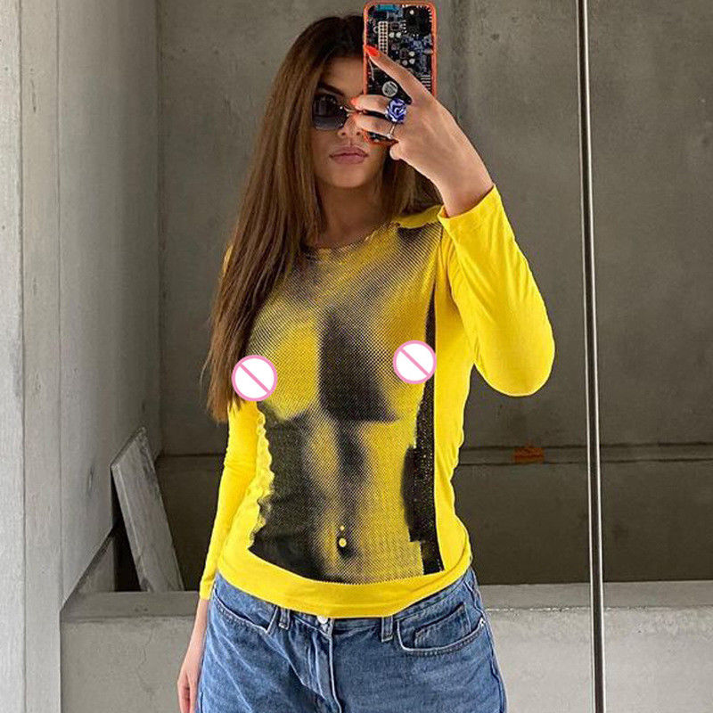 T-shirt digital impresa con decal de moda impresa con todas las combinaciones de manga larga